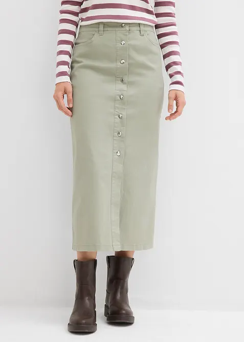 Gonna midi in twill, bonprix