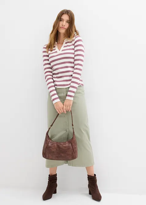 Polo a maniche lunghe a coste, bonprix