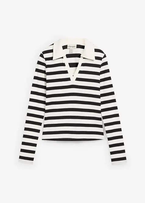 Polo a maniche lunghe a coste, bonprix