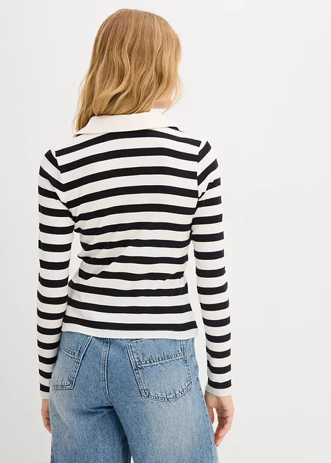 Polo a maniche lunghe a coste, bonprix