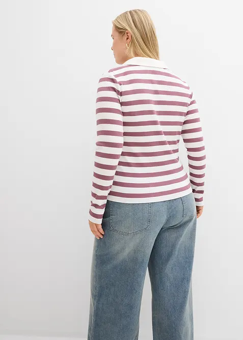 Polo a maniche lunghe a coste, bonprix