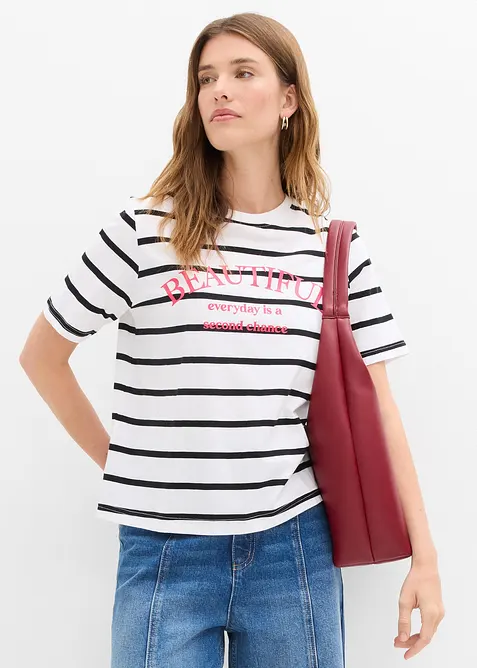 T-shirt in puro cotone a righe, bonprix