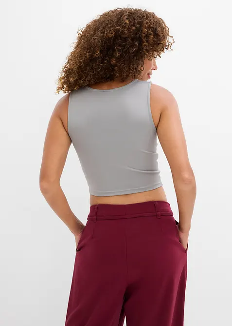 Top corto aderente (pacco da due), bonprix