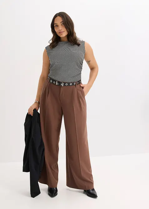 Pantaloni con pinces in misto viscosa fluente, bonprix