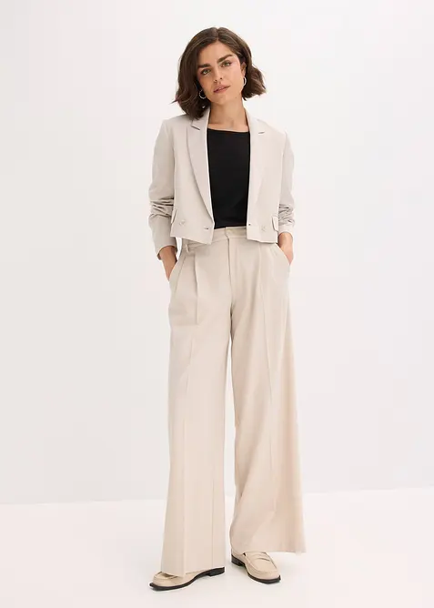 Pantaloni con pinces in misto viscosa fluente, bonprix