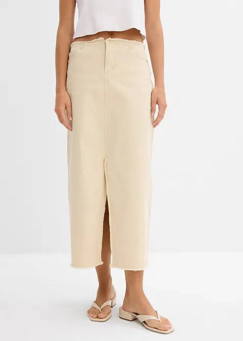 Gonna in twill con frange sottili, bonprix