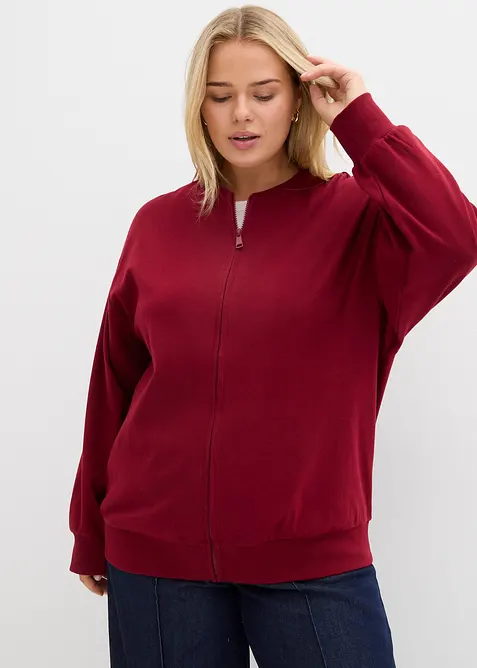 Felpa con zip in puro cotone, bonprix