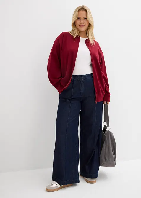 Felpa con zip in puro cotone, bonprix