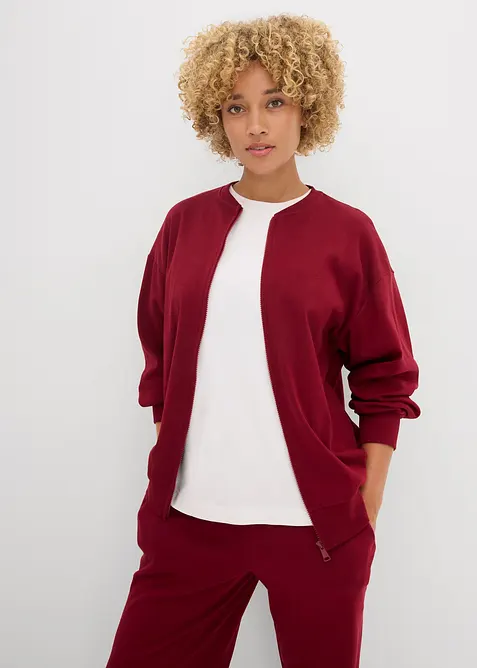 Felpa con zip in puro cotone, bonprix