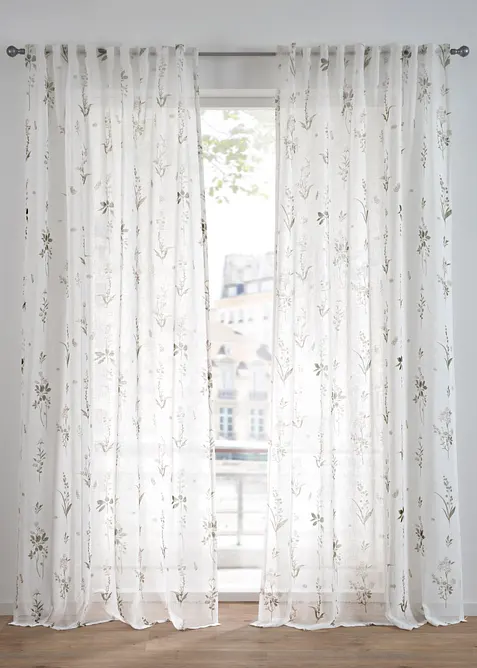 Tenda trasparente in fantasia floreale (pacco da 1), bonprix