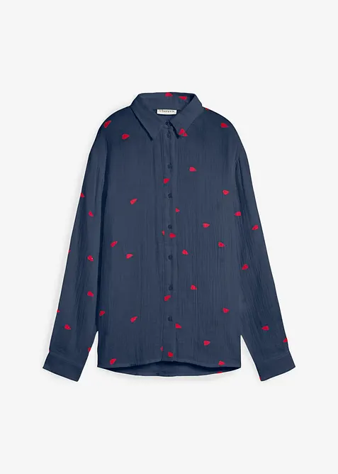 Camicetta in mussola con cuori, bonprix