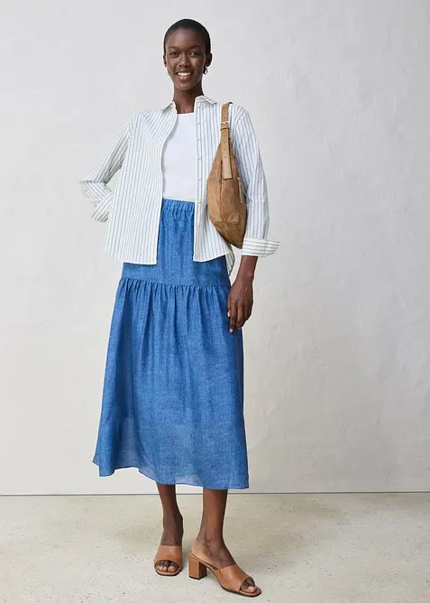 Gonna lunga in misto seta, bonprix