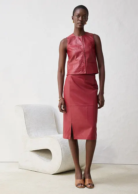 Gonna in pelle con spacco, bonprix