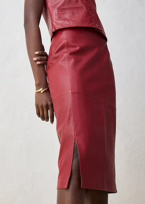 Gonna in pelle con spacco, bonprix