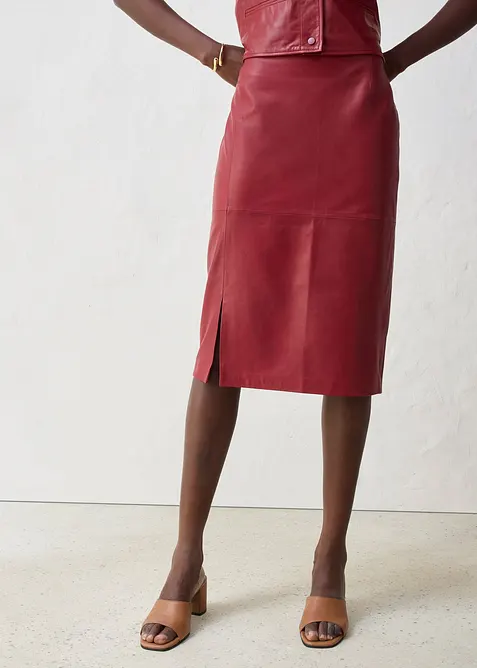 Gonna in pelle con spacco, bonprix