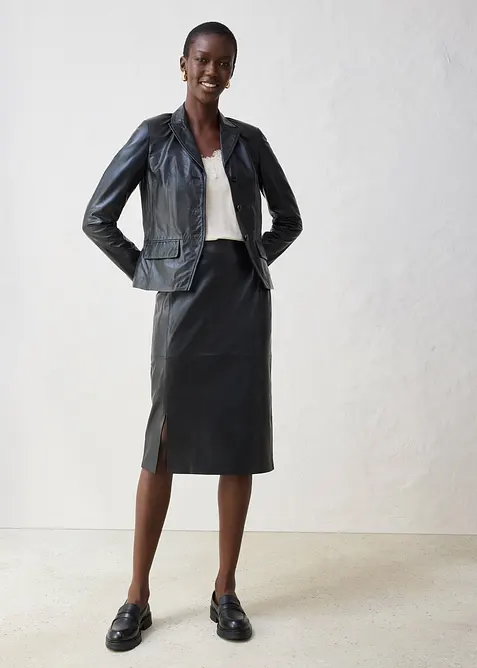 Blazer corto in nappa di agnello, bonprix