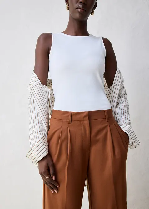 Pantaloni in misto lana con pinces, bonprix