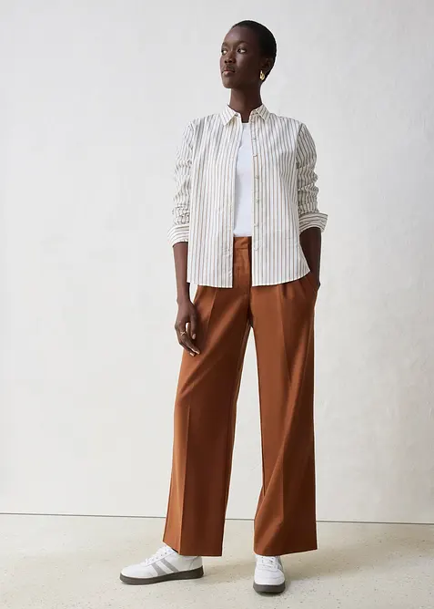 Pantaloni in misto lana con pinces, bonprix