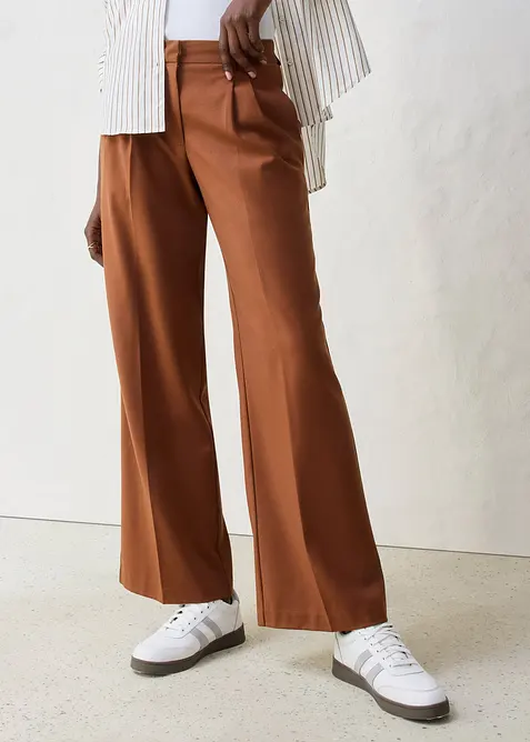 Pantaloni in misto lana con pinces, bonprix