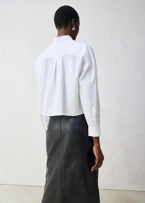 Camicia oversize corta in misto cotone e seta, bonprix