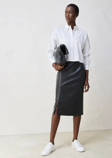 Camicia oversize corta in misto cotone e seta, bonprix