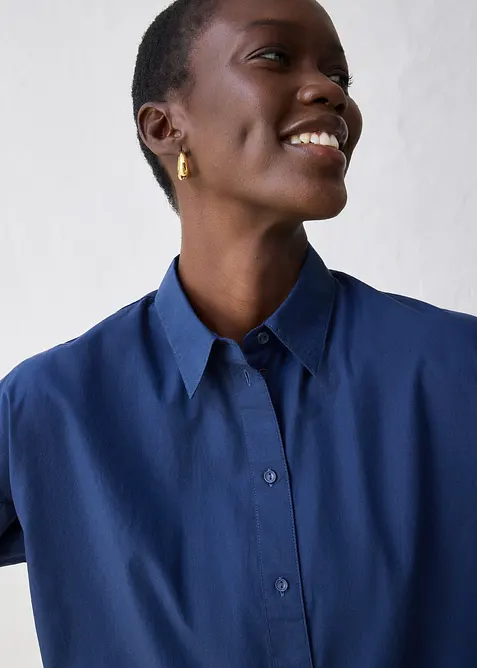 Camicia oversize corta in misto cotone e seta, bonprix