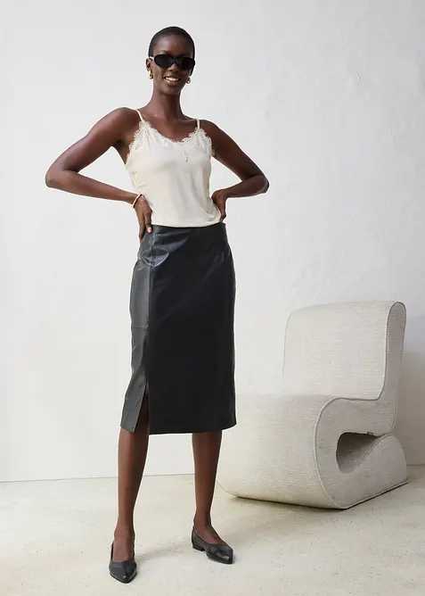 Top con lana e pizzo, bonprix