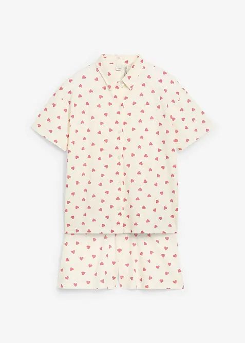 Pigiama estivo in puro cotone biologico con abbottonatura, bonprix