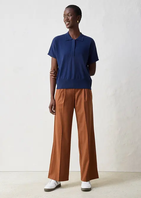 Maglia in filato fine misto seta con colletto a polo, bonprix