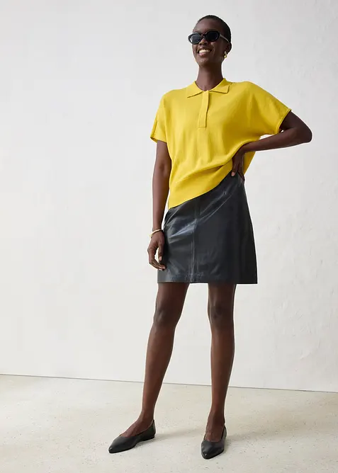 Maglia in filato fine misto seta con colletto a polo, bonprix