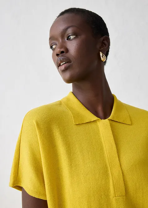 Maglia in filato fine misto seta con colletto a polo, bonprix