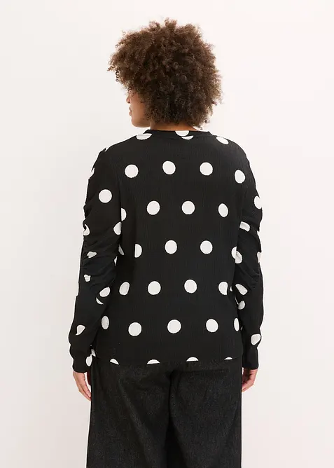 Maglia a maniche lunghe in crêpe operato, bonprix