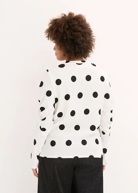 Maglia a maniche lunghe in crêpe operato, bonprix