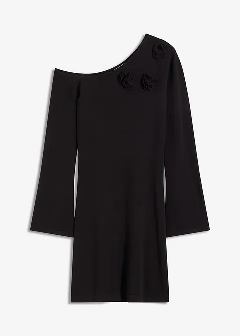 Abito in maglia con fiori applicati, bonprix