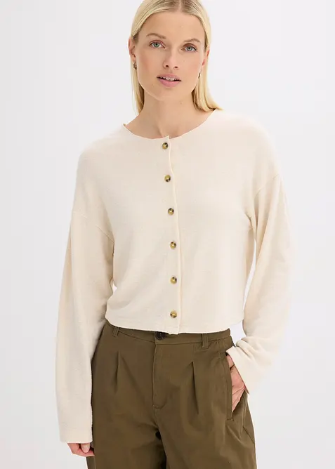 Cardigan in maglia fine a coste, bonprix