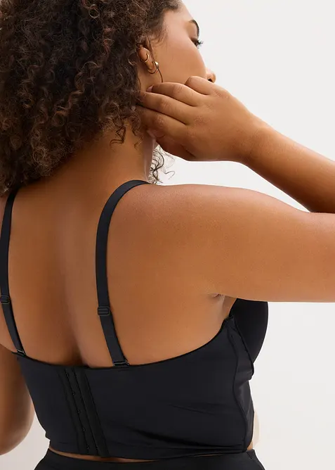 Canotta con reggiseno multiway integrato con coppe preformate ed effetto lucido, bonprix