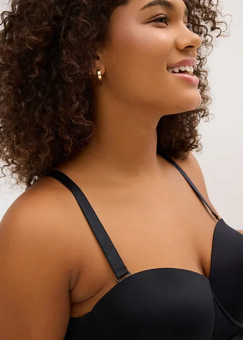 Canotta con reggiseno multiway integrato con coppe preformate ed effetto lucido, bonprix