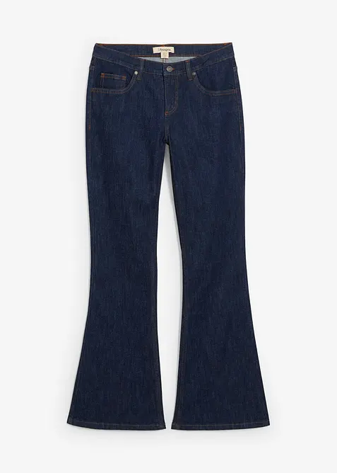 Jeans a zampa, vita media, bonprix