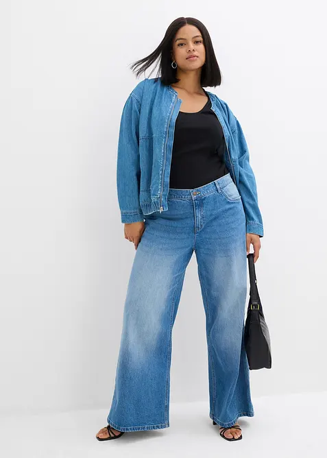Jeans wide leg, vita media, bonprix