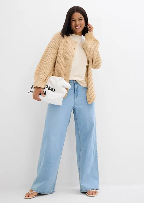 Jeans wide leg, vita media, bonprix