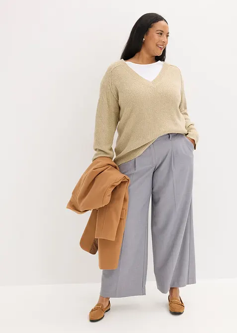 Maglione oversize con scollo a V, bonprix