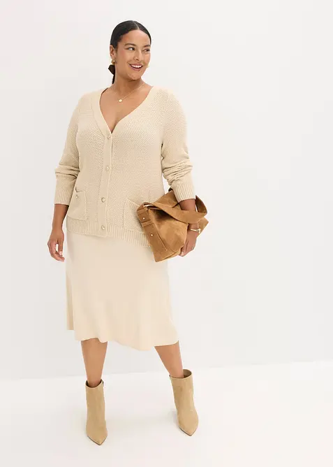 Cardigan melange con bottoni dorati, bonprix