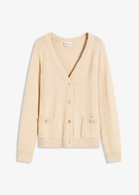 Cardigan melange con bottoni dorati, bonprix