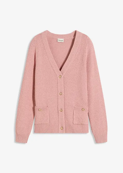Cardigan melange con bottoni dorati, bonprix