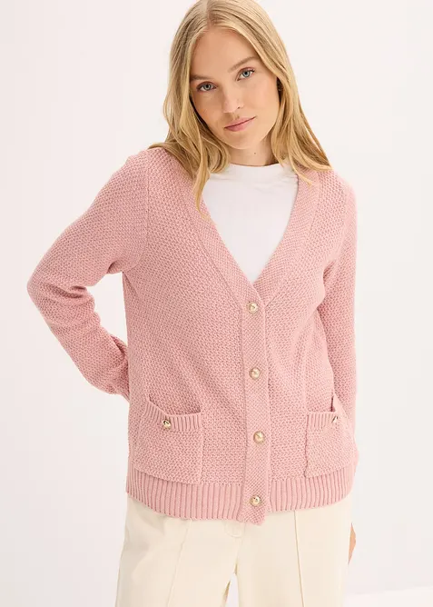 Cardigan melange con bottoni dorati, bonprix