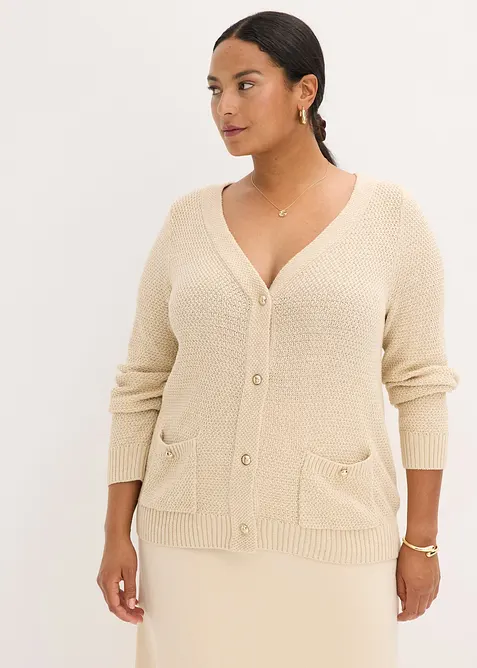 Cardigan melange con bottoni dorati, bonprix