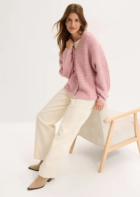 Cardigan in filato grosso di misto lana, bonprix