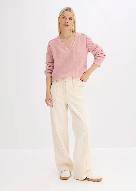 Maglione oversize con scollo a V, bonprix