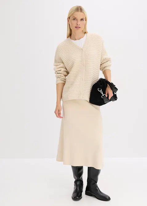 Cardigan in filato grosso di misto lana, bonprix