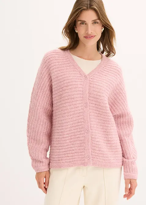 Cardigan in filato grosso di misto lana, bonprix